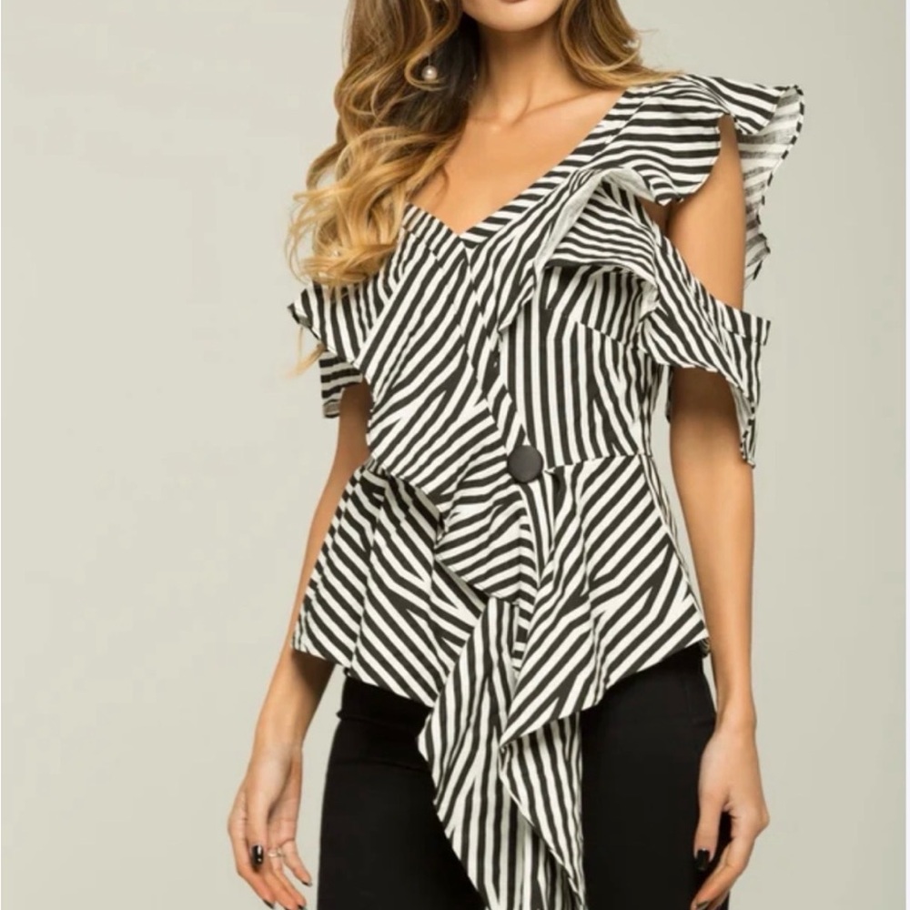 Self-portrait Blouse - Black & White